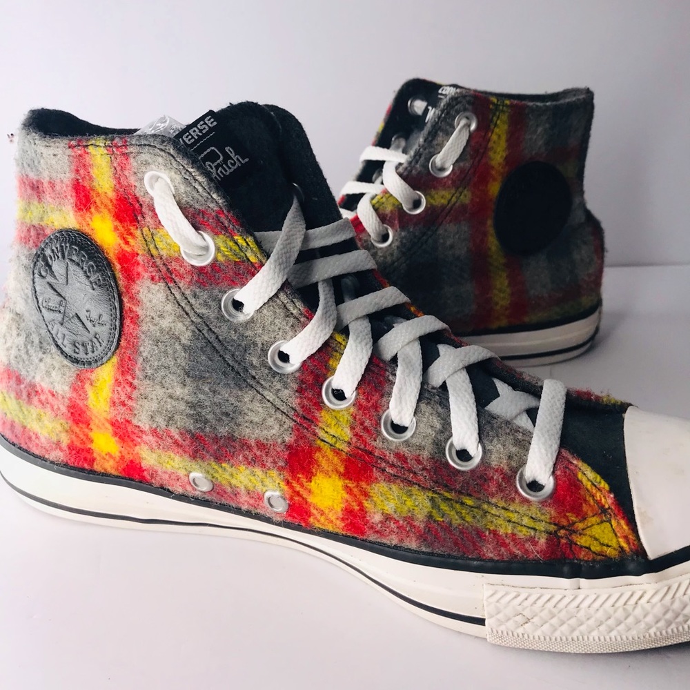 Converse Woolrich Plaid Lace Up Hi Top Sneaker Shoes Unisex M 7.5 W 9.5